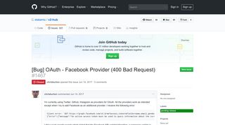 [Bug] OAuth - Facebook Provider (400 Bad Request) · Issue #1467 ...