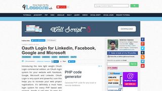 Oauth Login for Linkedin, Facebook, Google and Microsoft - 9Lessons