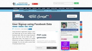 User Signup using Facebook Data - 9Lessons
