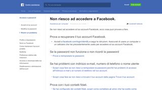 Non riesco ad accedere a Facebook. | Centro assistenza di Facebook ...