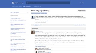 Retrieve my Log in history | Facebook Help Community | Facebook