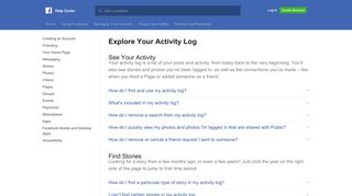 Explore Your Activity Log | Facebook Help Center | Facebook