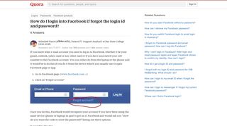 How to login into Facebook if forgot the login id and password - Quora