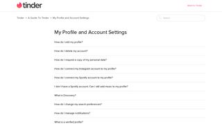 My Profile and Account Settings – Tinder