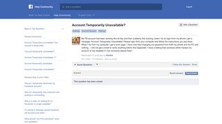 Account Temporarily Unavailable? | Facebook Help Community ...
