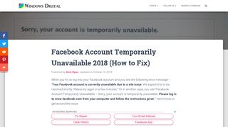 Facebook Account Temporarily Unavailable 2018 (How to Fix)