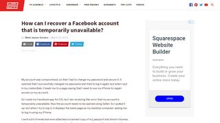 How can I recover a Facebook account that is temporarily unavailable?
