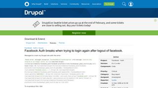 Facebook Auth breaks when trying to login again after logout of ...