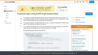 Facebook login using AJAX to get access token - Stack Overflow