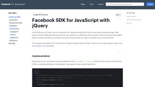 jQuery - Web SDKs - Facebook for Developers