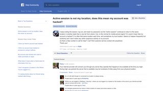 Active session is not my location, does this mean my ... - Facebook