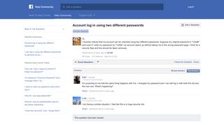 Account log in using two different passwords | Facebook Help ...