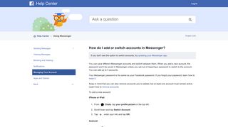How do I add or switch accounts in Messenger? | Facebook Help ...