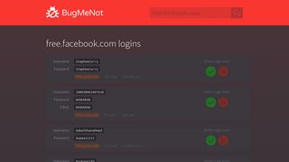 free.facebook.com passwords - BugMeNot