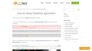 How to setup Facebook application - LiveAgent support portal