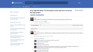 Error App Not Setup: The developers of this app have not ... - Facebook