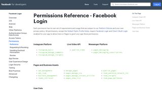 Reference - Facebook Login - Facebook for Developers