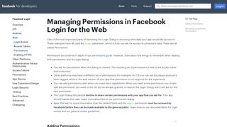 Permissions - Facebook Login - Facebook for Developers