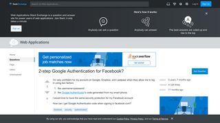 security - 2-step Google Authentication for Facebook? - Web ...