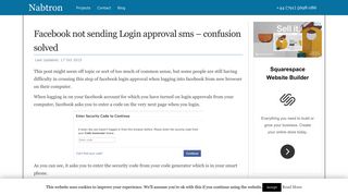 Facebook not sending Login approval sms - confusion solved - Nabtron