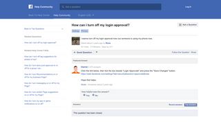How can i turn off my login approval? | Facebook Help Community ...