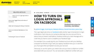 How to Turn On Login Approvals on Facebook - dummies