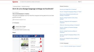 How to change language settings on Facebook - Quora