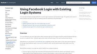 Using with Existing Login Systems - Facebook Login