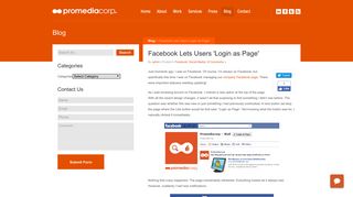 Facebook Lets Users 'Login as Page' | Promediacorp » Blog Archive