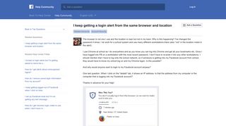 I keep getting a login alert from the same browser and ... - Facebook
