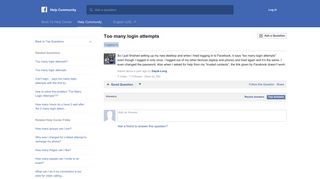 Too many login attempts | Facebook Help Community | Facebook