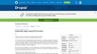 Automatic login using FB Connect [#1941588] | Drupal.org