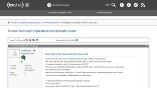 Auto login in facebook with free php script - Dev Shed Forums