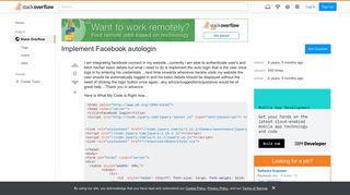 Implement Facebook autologin - Stack Overflow
