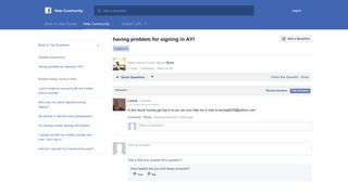 having problem for signing in AYI | Facebook Help Community ...