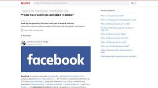 When was Facebook launched in India? - Quora