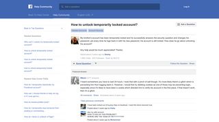 How to unlock temporarily locked account? | Facebook Help ...