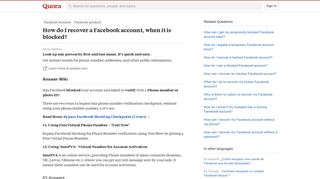 How to recover a Facebook account, when it is blocked - Quora