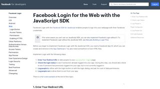 Web - Facebook Login - Facebook for Developers