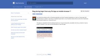 Bug during login from any Fb App on mobile browser ? | Facebook ...
