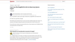 Can I use the BugMeNot site to share my Quora login? - Quora
