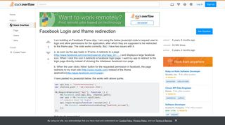 Facebook Login and Iframe redirection - Stack Overflow