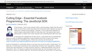 Cutting Edge - Essential Facebook Programming: The JavaScript SDK