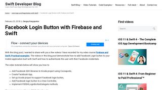 Facebook Login Button with Firebase and Swift - Swift Developer Blog