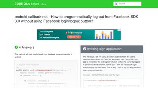 android callback not - How to programmatically log out from Facebook ...