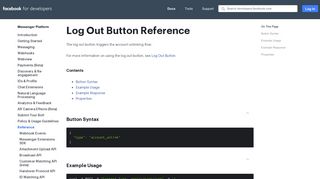 Log Out Button - Messenger Platform - Facebook for Developers
