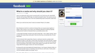 What is a cache and why should you clear it? | Facebook