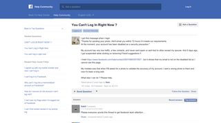You Can't Log In Right Now ? | Facebook Help Community | Facebook