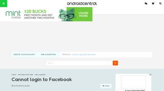 Cannot login to Facebook - Android Forums at AndroidCentral.com