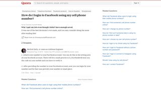How to login to Facebook using my cell phone number - Quora